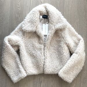 Cotton Candy LA - faux shearling cropped jacket